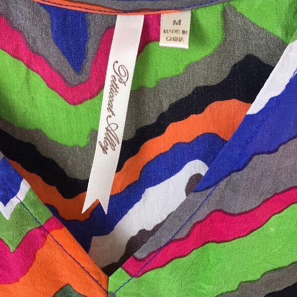 Petticoat Alley Silk Medium Vibrant Chevron Sleeveless Dress Spring Summer - Picture 3 of 5